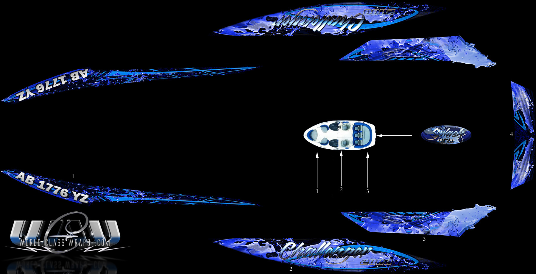 Splash graphics Challenger 2000 boat