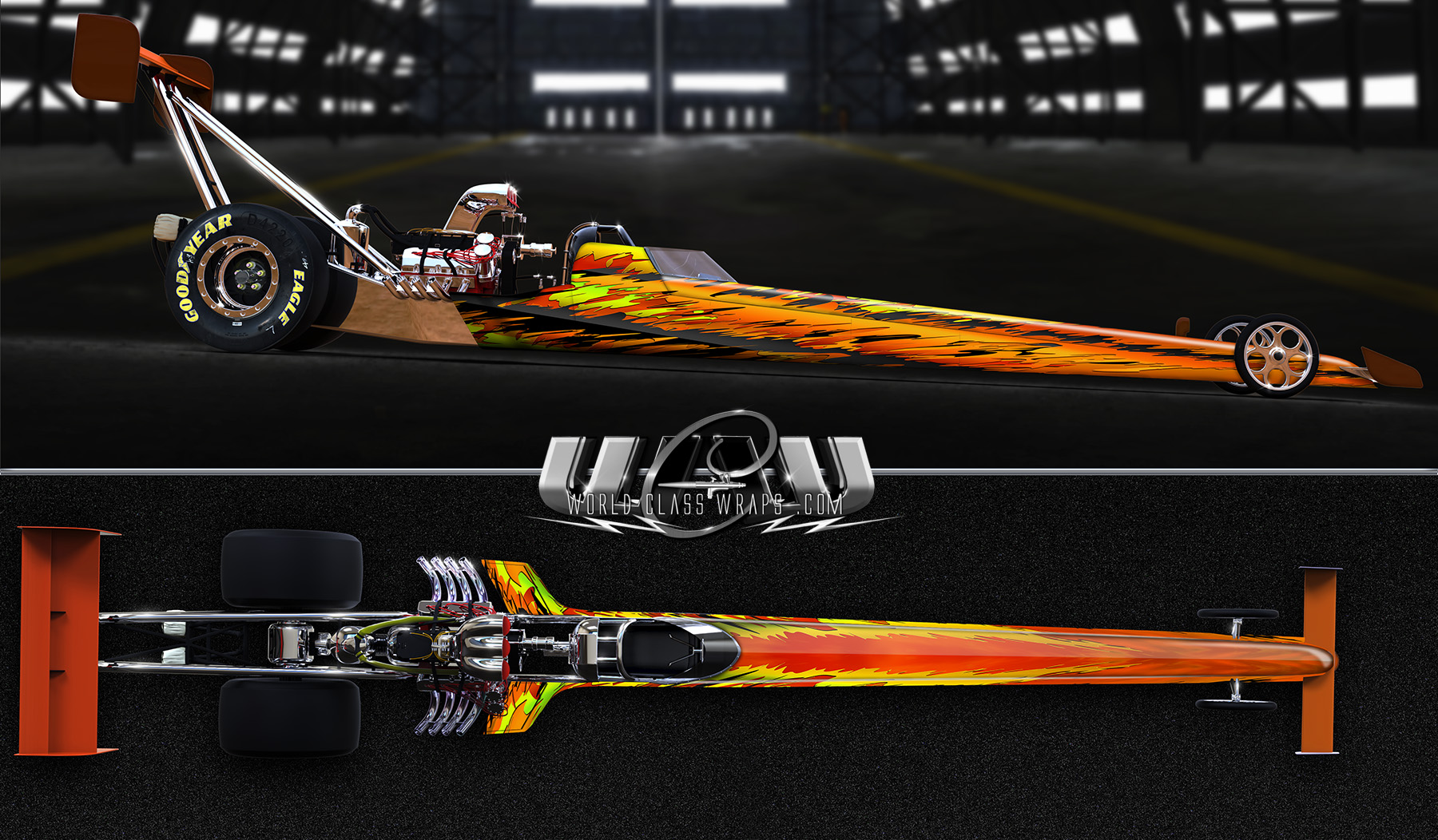 two images for the shredder dragster graphics wrap